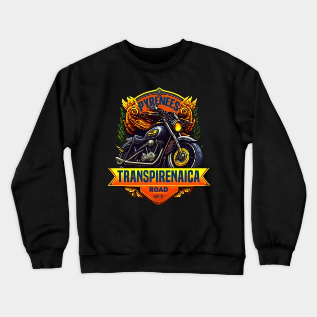 vintage cycling route in the transpyrenean road best cycling trails in europe Crewneck Sweatshirt by masterpiecesai